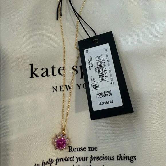 Kate Spade Pink Halo Pendant Necklace NEW $58 RV - Picture 5 of 8
